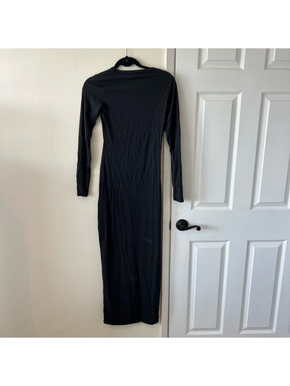 SKIMS Fits Everybody Black Crew Neck Long Sleeve Dress Size Medium